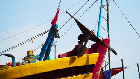 A-close-up-shot-of-a-nose-of-a-colourful-ship