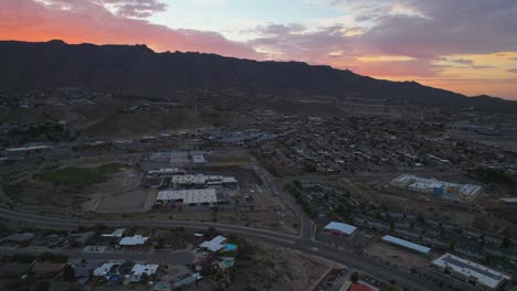 El-Paso,-Texas-Westside-with-Sunrise-Behind-Franklin-Mountains-Landscape