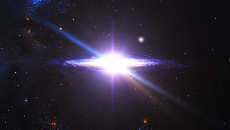 Fly-in-galaxy-with-bright-light-in-the-space
