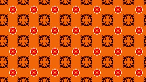 Das-Nahtlose-Muster-Der-Orangeroten-Und-Schwarzen-Farben-Mit-Goldenen-Elementen-Gleitet-Animation