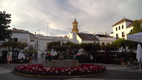 Main-square-in-Estepona-city-in-Spain-at-sunset