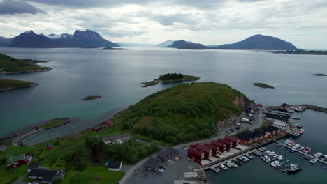 Aerial-Forwarding-shot-of-a-dramatic-scenery-in-Northern-Norway-along-the-coast