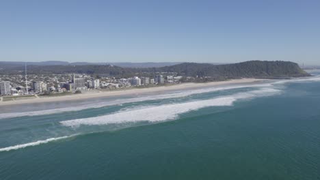 Coastal-Suburb-And-Beach-From-The-Ocean---Palm-Beach,-Gold-Coast,-QLD,-Australia
