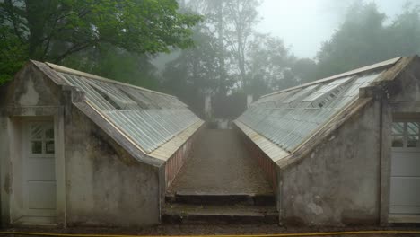 Greenhouses-Covered-with-Thick-Mist-in-Pena-Garden-Park