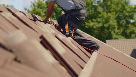 Refixing-roof-tiles-for-solar-panel-foundation-manually