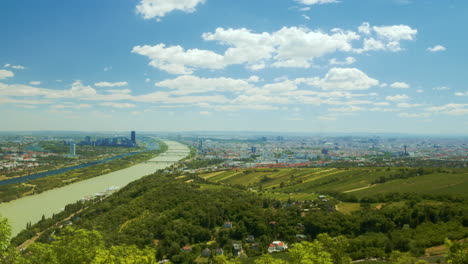 Timelapse-of-the-city-of-Vienna-on-a-sunny-day-with-light-clouds---shot-in-July-2022
