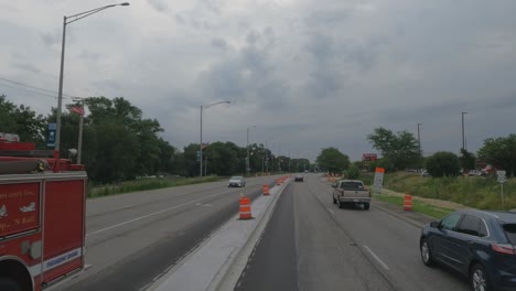 Traveling-in-the-Chicago-Illinois-area,-suburbs,-streets,-and-highways-in-POV-mode-us-30-near-New-Lenox-Illinois-road-construction
