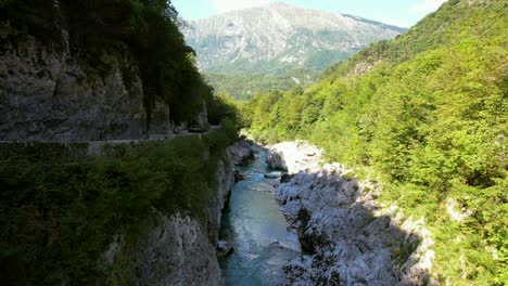 The-Soča-River-in-Slovenia,-part-of-the-Triglav-National-Park,-has-an-emerald-green-color,-and-is-one-of-the-most-beautiful-rivers-in-all-of-Europe
