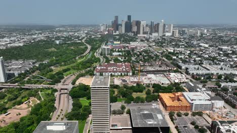 Aerial-truck-shot-of-Houston-Texas