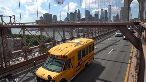 Slow-motion-footage-of-car-flow-on-Brooklyn-Bridge
