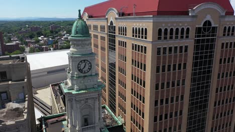 Albany-Clock-Tower-Aerial-Pan-to-Capitol