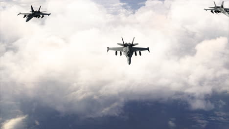 4k-Aviones-De-Combate-Aéreos-3-F-18-Vuelan-Por-Encima-De-Las-Nubes