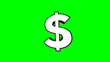 Flat-cartoon-dollar-sign-pop-up-animation-on-green-screen
