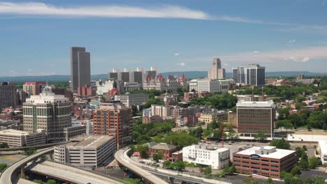Albany,-New-York-skyline-drone-video-moving-up