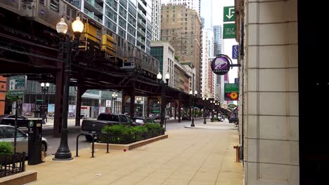 Street-View-Of-Elevated-Train-Through-Downtown-City-Center
