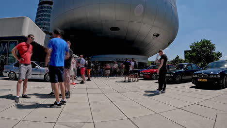 Fans-celebrating-anniversary-at-BMW-Museum-Olympiapark-in-Munich-Germany