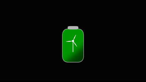 Animiertes-Symbol-Einer-Batterie,-Die-Von-Einer-Windkraftanlage-Aufgeladen-Wird