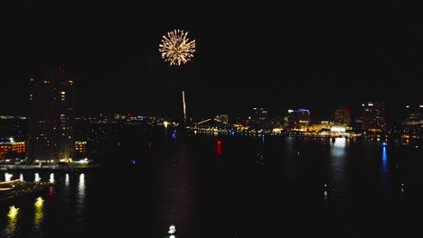 Mesmerizing-forward-flight-into-the-heart-of-the-July-4th-celebration-in-Norfolk,-Virginia