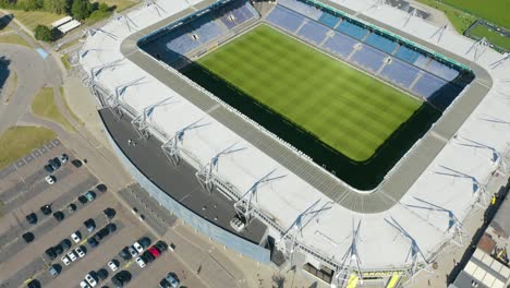 Aerial-Pullback-Reveals-Brondby-Stadium-in-Denmark