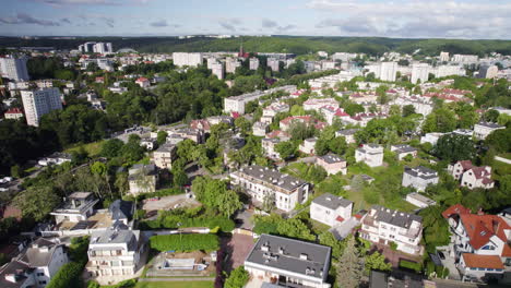 Aerial-view-of-Boulevard-District-of-Gdynia-with-luxury-houses-and-neighborhood