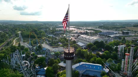360-aerial-view-of-the-Kissing-Tower-at-Hershey-Park