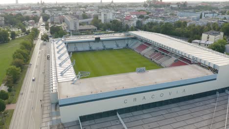 Aerial-View-of-Marshal-Jozef-Pilsudski-Stadium,-Home-to-Cracovia-FC