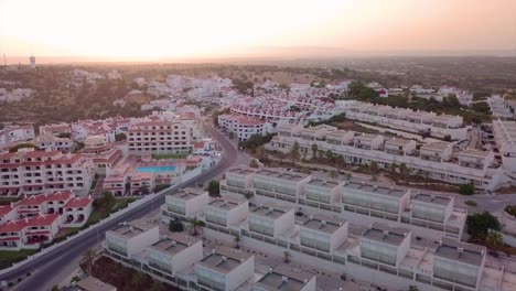 Drone-shot-of-a-city-in-Spain-during-sunset