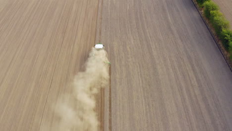 Aerial-view-of-an-agriculture-field-with-tractor