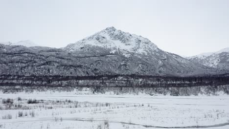 Aerial-shot-of-large-Alaska-Mountain