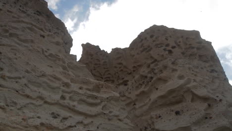 Short-time-lapse-of-some-white-volcanic-cliff-formations