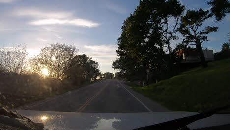 Time-lapse-hyperlapse-driving-through-California-town-to-Moonstone-Beach-Park-in-Cambria