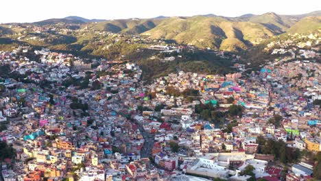 AERIAL:-Guanajuato-City-and-Mountains,-Mexico