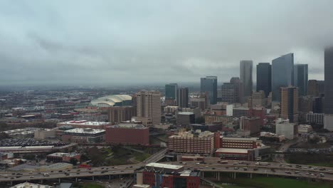 This-video-is-about-an-aerial-view-of-downtown-Houston-on-a-gloomy-and-rainy-day