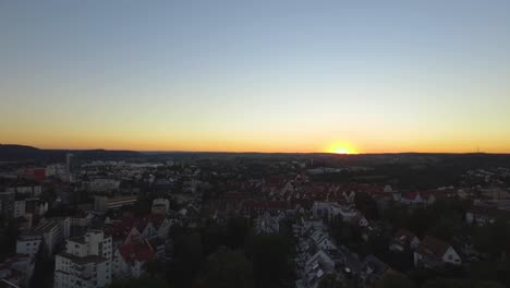Aerial-view.-Cityscape-of-Leonberg-with-sunrise