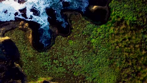 Waves-swirl-in-a-cove-eroded-into-tall-cliffs-on-the-California-coast