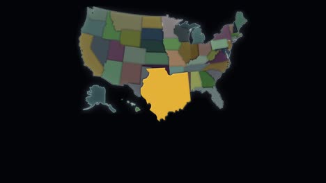Illinois-Está-Resaltado---Estados-Unidos---Mapa-De-Estados-Unidos