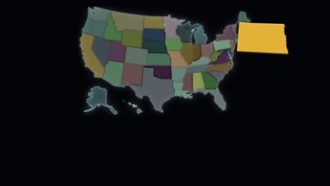 Dakota-Del-Norte-Está-Resaltada---Estados-Unidos---Mapa-De-Estados-Unidos