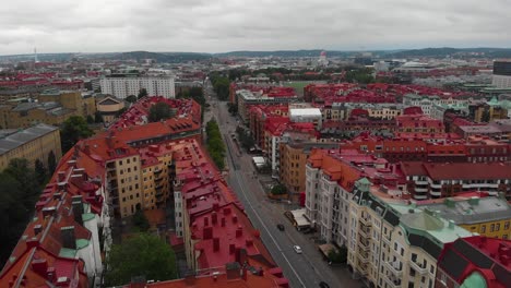 Aerial-view-recorded-from-Korsvagen-in-Gothenburg,-Sweden