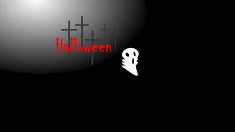 Animación-De-Halloween-Del-Cementerio-Con-Fantasmas