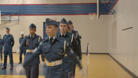 Canadian-Air-Cadets-fall-in-and-march-into-the-squadron's-main-formation