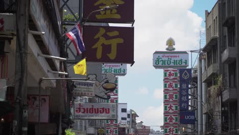 Logos-and-signs-in-famous-china-town-of-Bangkok-city,-Thailand