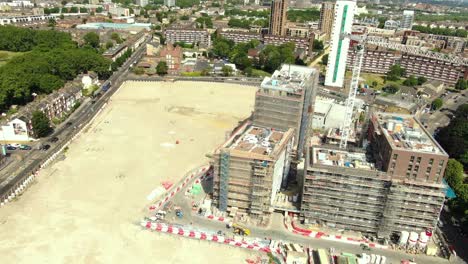 Aerial-shot-of-Construction-site-in-London