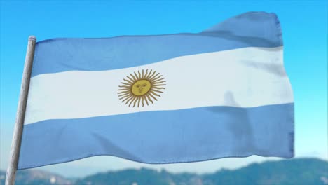Vollständig-Wiederholbare-CGI-3D-Animation-Der-Argentinischen-Flagge,-Die-In-Nahaufnahme-Flattert