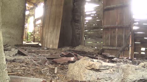 This-is-a-footage-of-the-interior-of-old-and-abandoned-house,-floor,-door-and-window