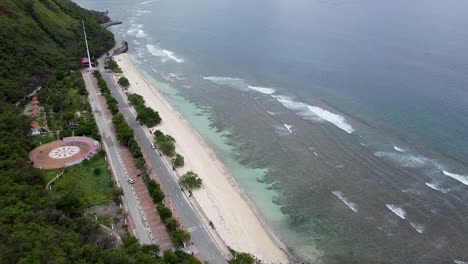 Looking-down-on-Cristo-Rei-Beach-in-Dili,-Timor-Leste