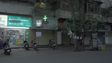 During-the-weekend-curfew-in-Prabhat-road,-the-entire-area-seemed-empty-and-all-shops-were-closed-except-medical-shops