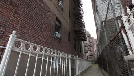 Abandoned-Brooklyn-streets-in-America,-New-York-City-neighbourhood-backyard