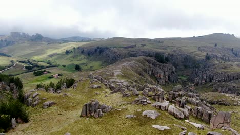 Panoramic-View-Of-The-Rock-Formation-On-Green-Hills-In-Cumbemayo-At-Peruvian-City-Of-Cajamarca