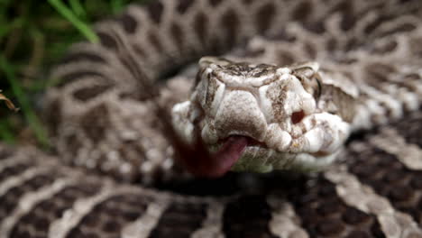 Macro-close-up-of-reptile-rattlesnake-massasauga-rattler---snake-in-the-grass