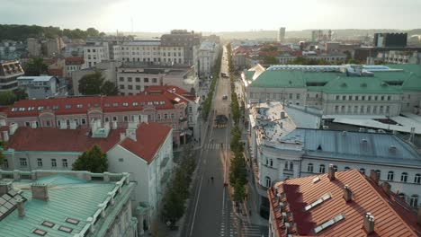 Luftaufnahme:-Vilnius-Gediminas-Avenue-Mit-Menschen,-Die-Am-Wochenende-Eine-Tolle-Zeit-Auf-Der-Straße-Haben
